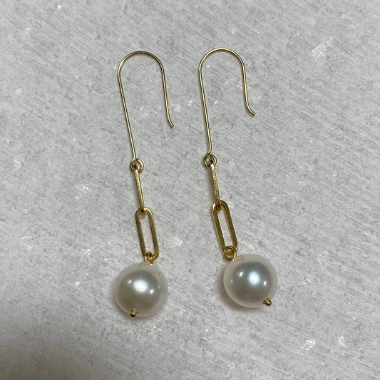 Gold and Pearl Drop Earrings