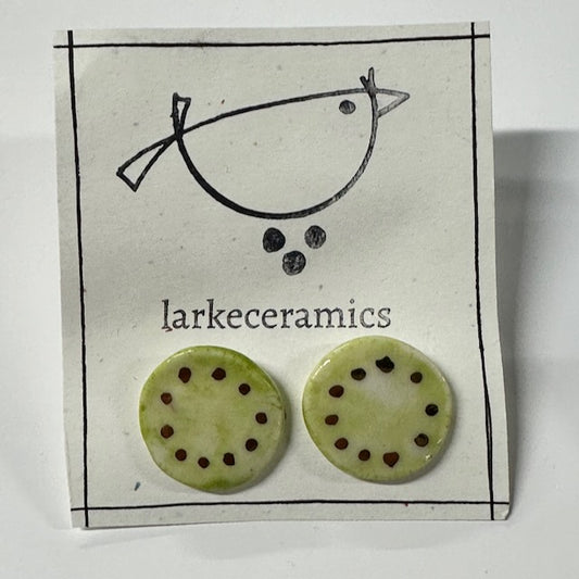 Porcelain Stud Earrings with 14k Gold Luster - Design 2
