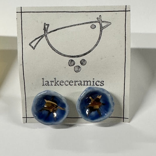 Porcelain Stud Earrings with 14k Gold Luster - Design 6