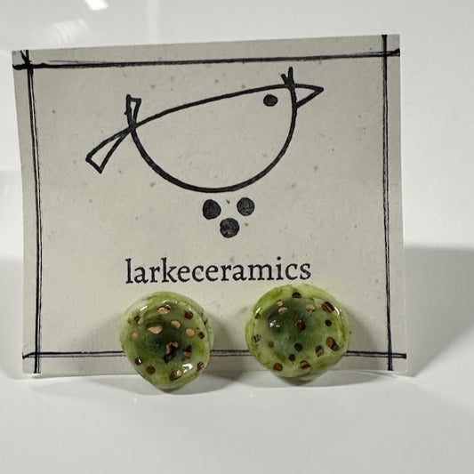 Porcelain Stud Earrings with 14k Gold Luster - Design 8