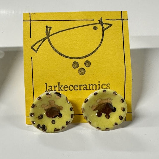 Porcelain Stud Earrings with 14k Gold Luster - Design 10