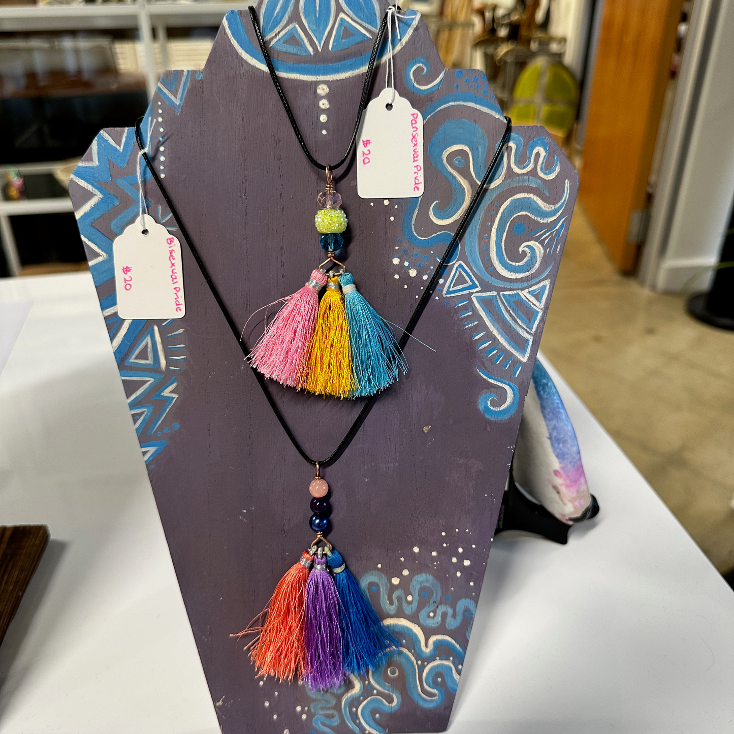 Bisexual Pride Tassel Necklace