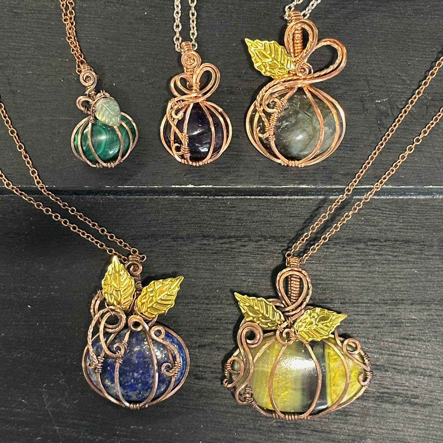 Wire Wrapped Pumpkin Necklaces