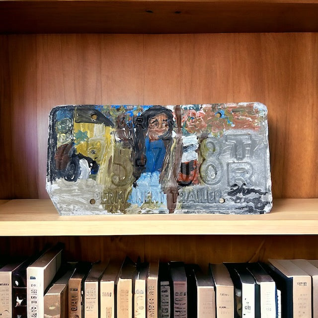 "Scene from Richmond" - Acrylic Painting on a License Plate