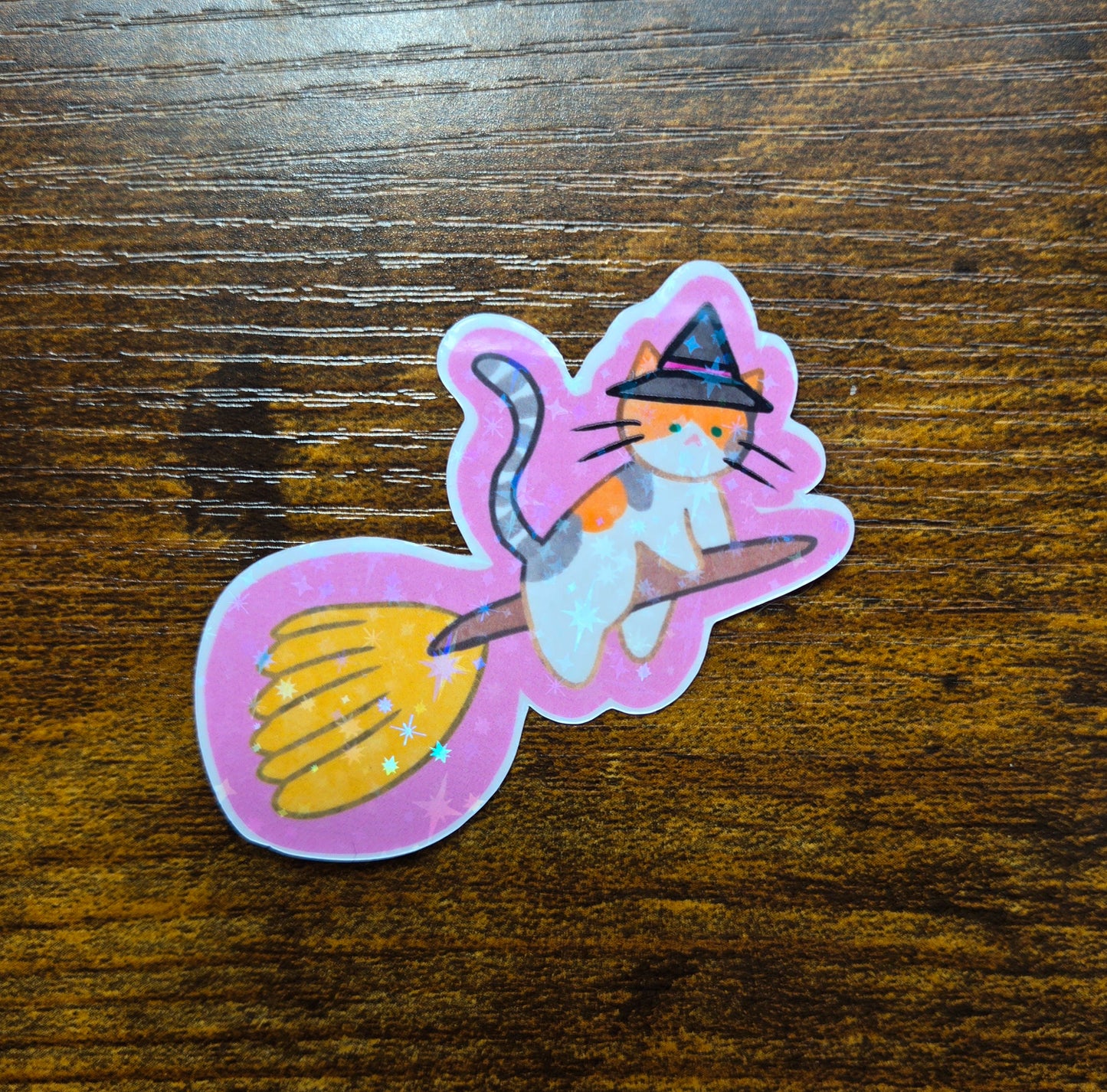 Witchy Cat Holographic Vinyl Sticker