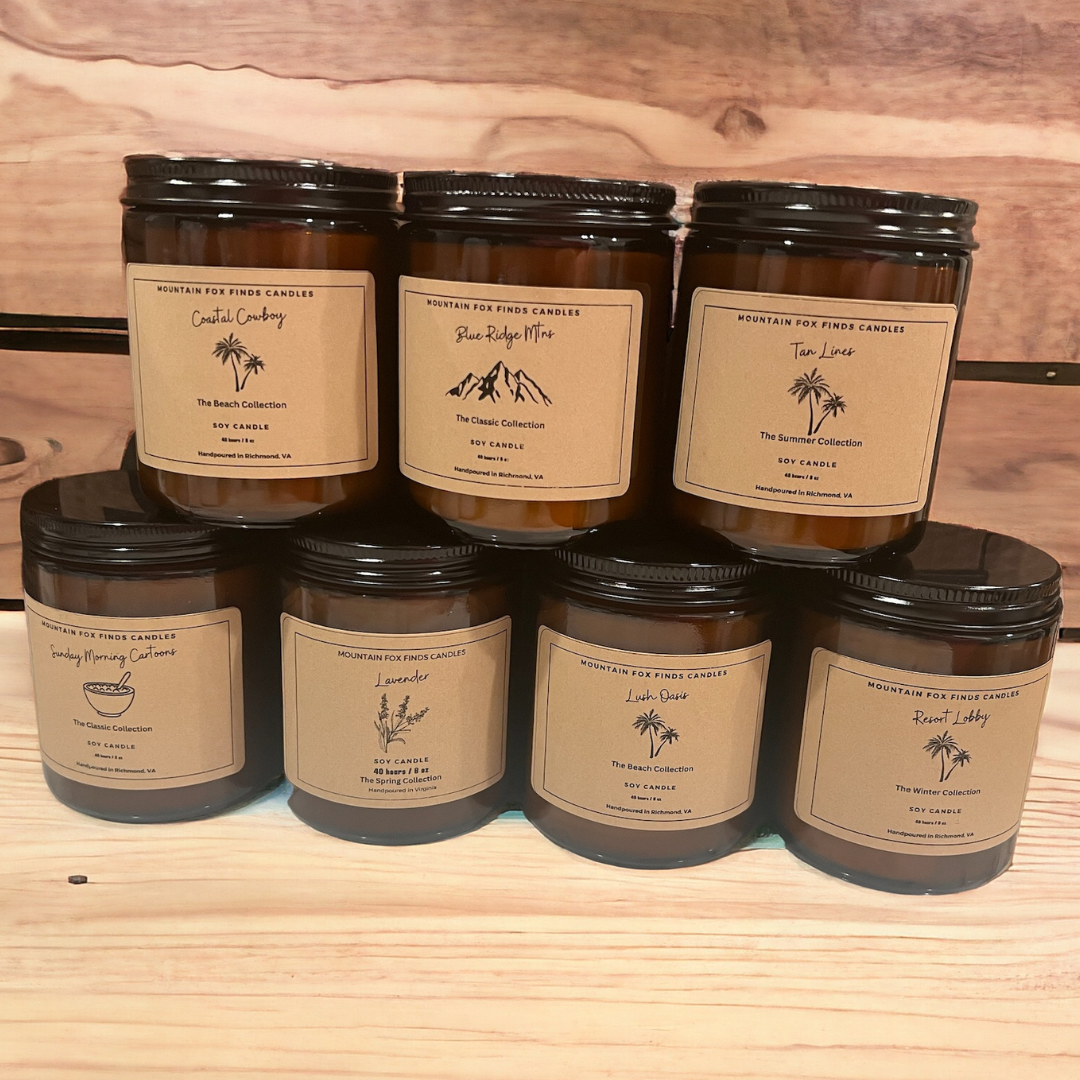 Amber Jar Soy Candle - Multiple Scents Available (8oz)