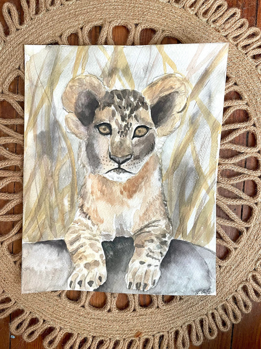 Lion Cub (watercolor print)