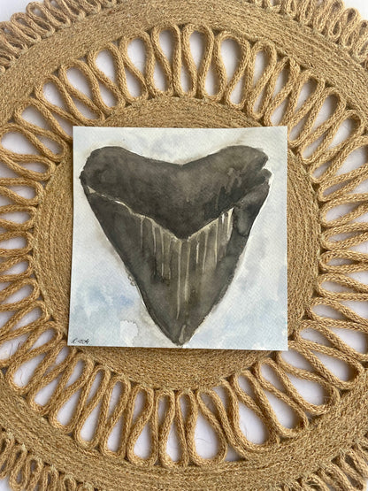 Megalodon Shark Tooth (watercolor print)