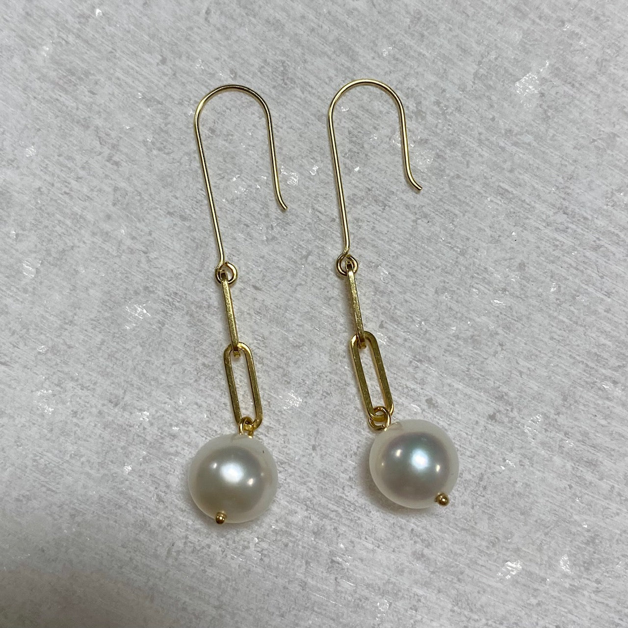 Gold and Pearl Drop Earrings