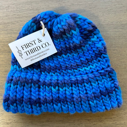 Blue and Purple Multi-shade Knit Hat