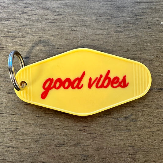 Yellow "Good Vibes" Keychain