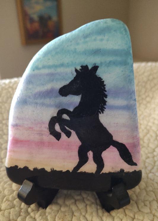 Horse Silhouette on Santorini Stone