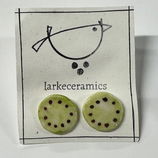 Porcelain Stud Earrings with 14k Gold Luster - Design 2