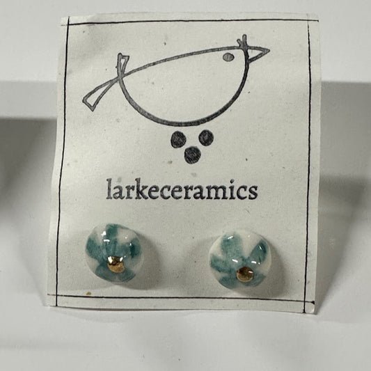 Porcelain Stud Earrings with 14k Gold Luster - Design 7