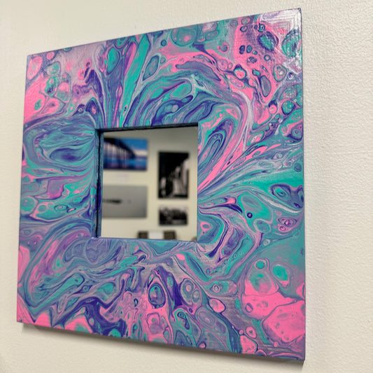 Pink, Turquoise and Purple Square Ikea Mirror