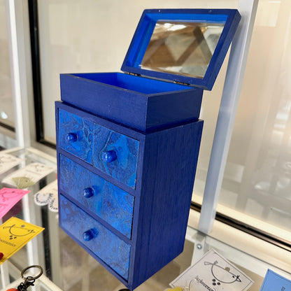 Jewelry Box with Mirrored Topper (Blue)