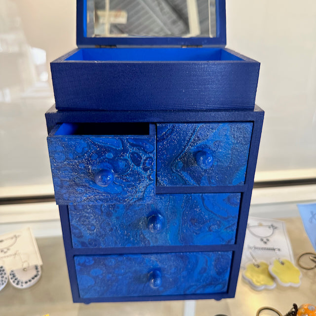 Jewelry Box with Mirrored Topper (Blue)