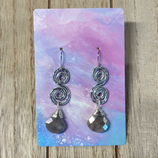 Wire Wrapped Earrings with Mythic Moonstone