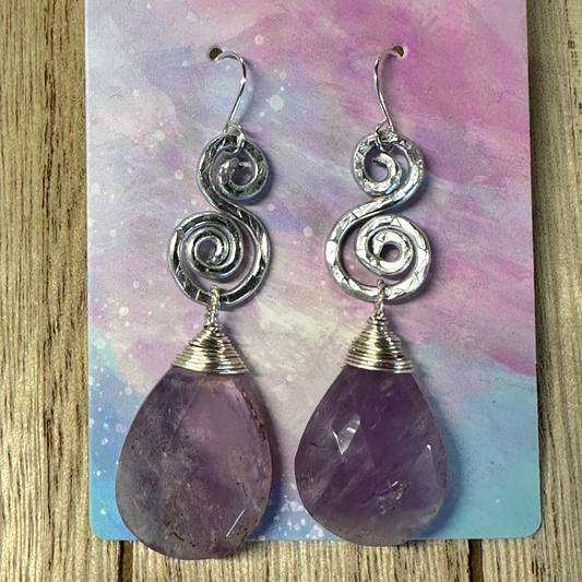 Wire Wrapped Earrings with Amethyst