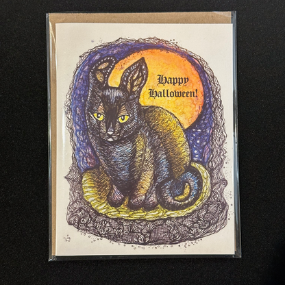 Black Cat Halloween Cards by Edgy Cat Designs