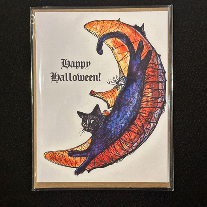 Black Cat Halloween Cards by Edgy Cat Designs