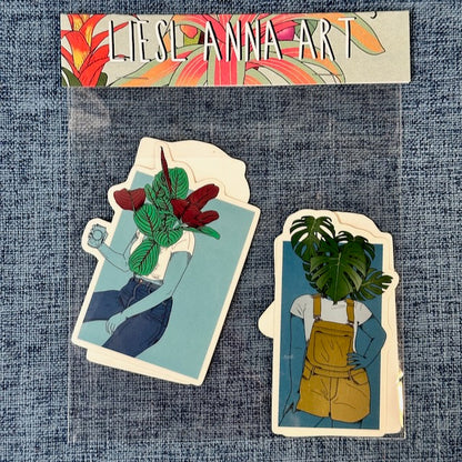 Pack of 4 Stickers - from the Pleople Series (Plant People) - Pack #1