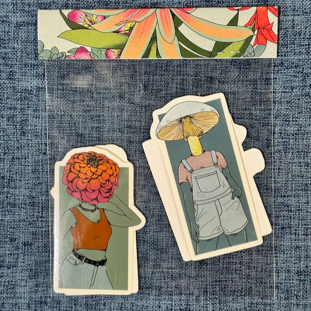 Pack of 4 Stickers - from the Pleople Series (Plant People) - Pack #1