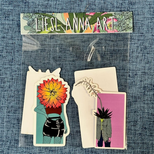 Pack of 4 Stickers - from the Pleople Series (Plant People) - Pack #3