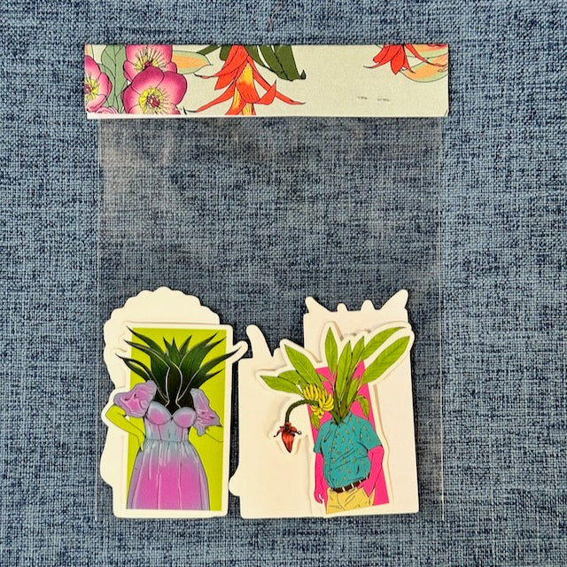 Pack of 5 Stickers - from the Pleople Series (Plant People) - Pack #4