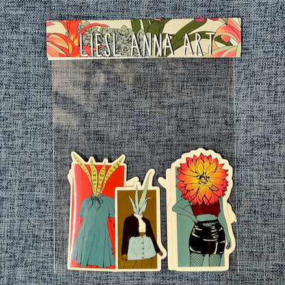 Pack of 5 Stickers - from the Pleople Series (Plant People) - Pack #4