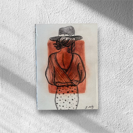 Lady with a Hat (watercolor print)