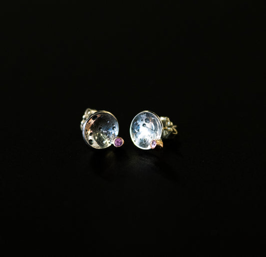 Over the Moon Studs with Stone