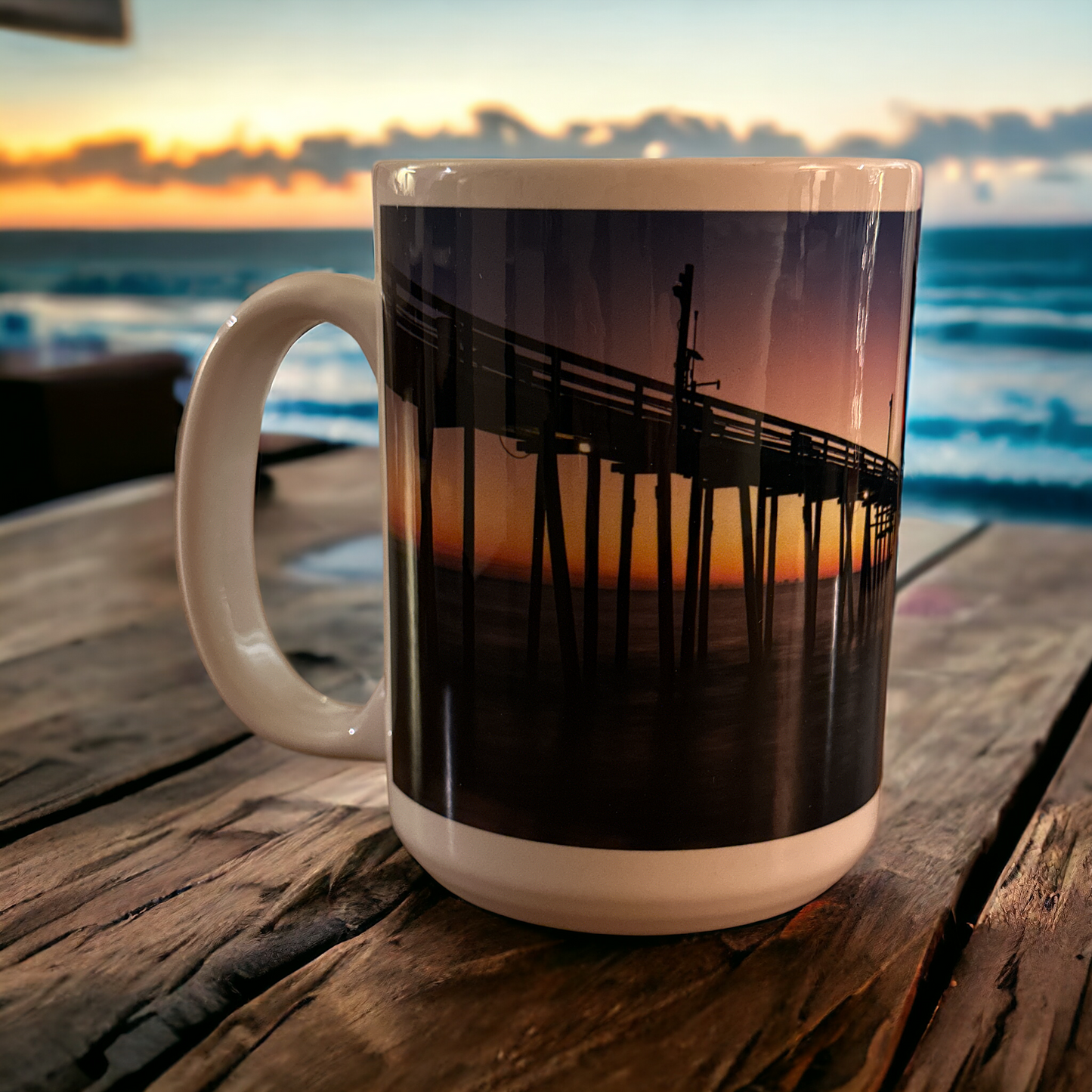 Coffee Mug: Rodanthe Pier at Sunrise