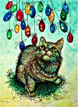 Black Cat Holiday Prints by Edgy Cat Designs