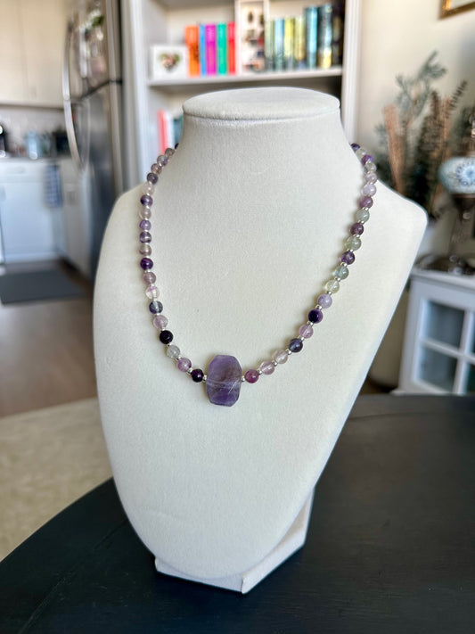 Rainbow Fluorite & Amethyst Necklace