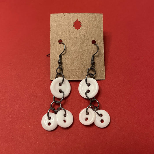 Vintage Porcelain Button Earrings - Trio