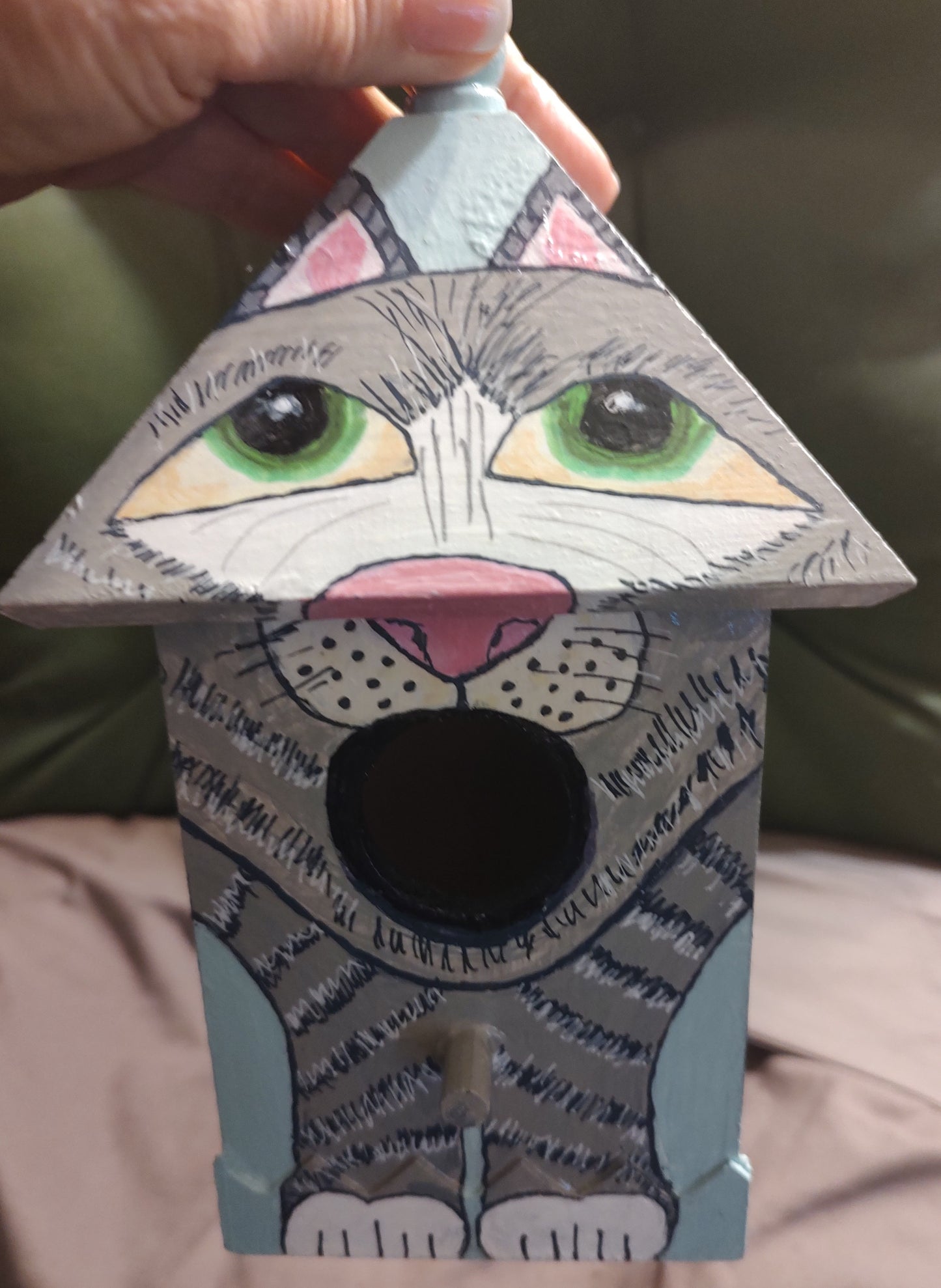 Tabby Cat Birdhouse