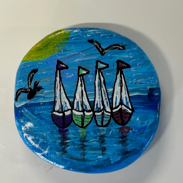 Painted Magnet on Stone - Design 17