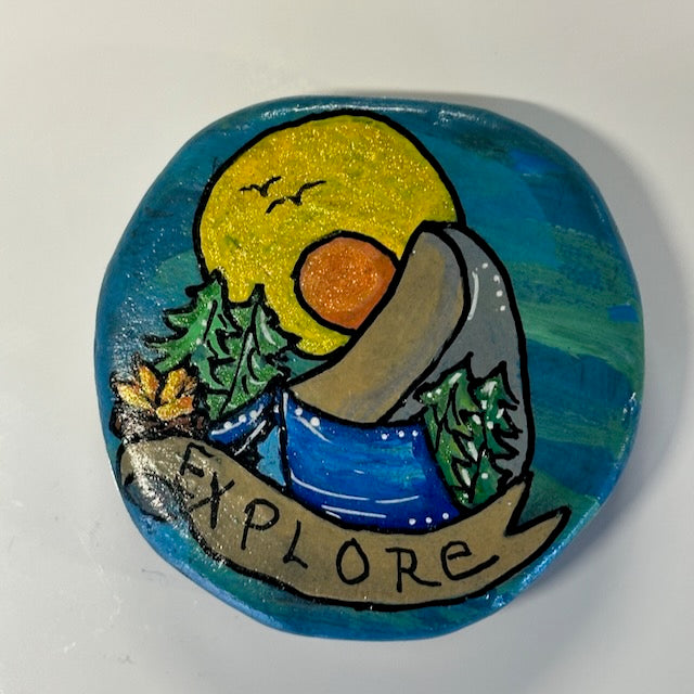 Painted Magnet on Stone - Design 3